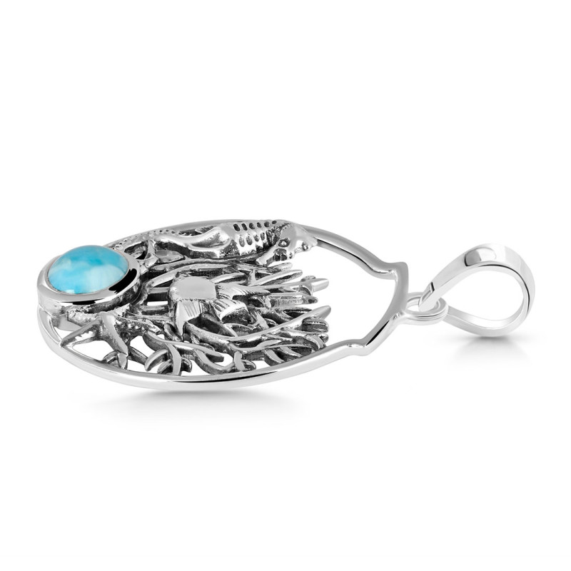 Larimar Sea Horse & Fish Pendant