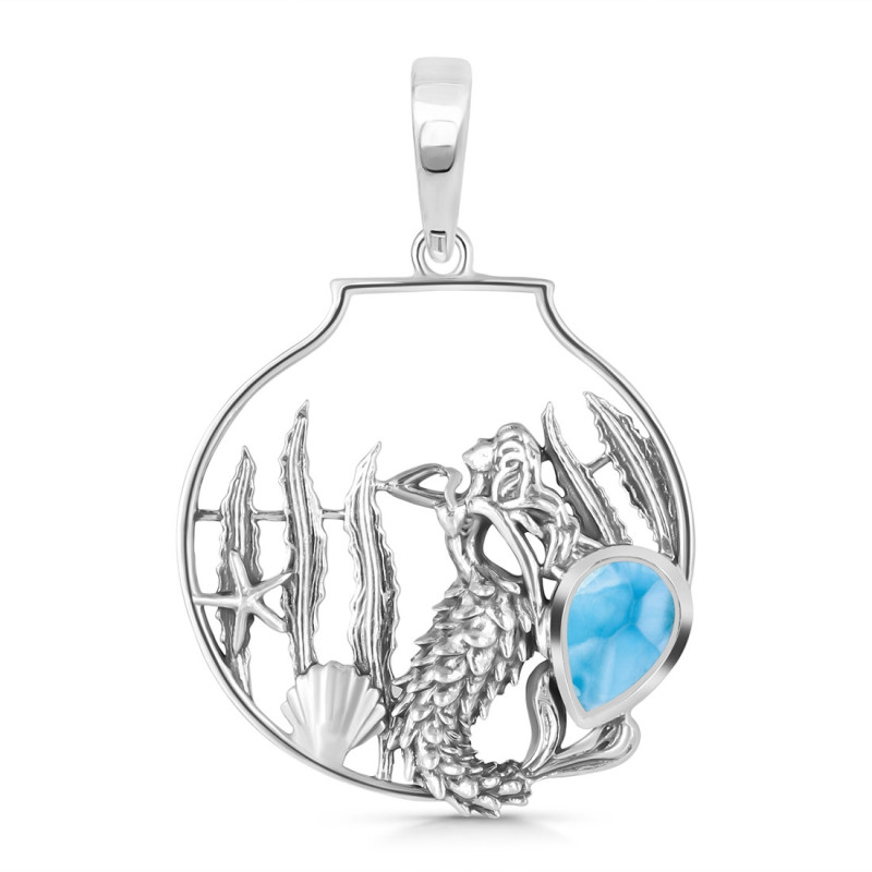 Larimar Mermaid & Shell Pendant LAR-RUP-54.