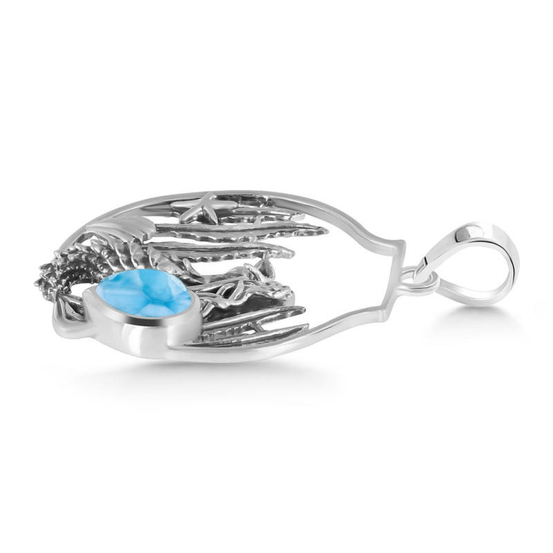 Larimar Mermaid & Shell Pendant