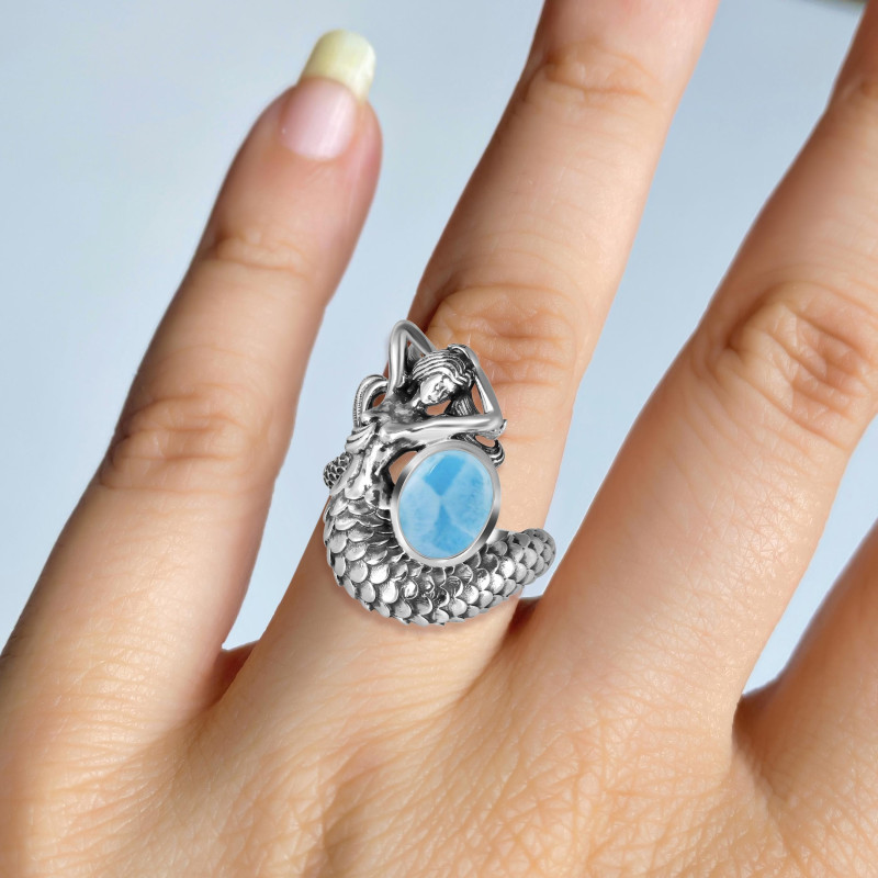 Larimar Mermaid Ring LAR-RUR-6.