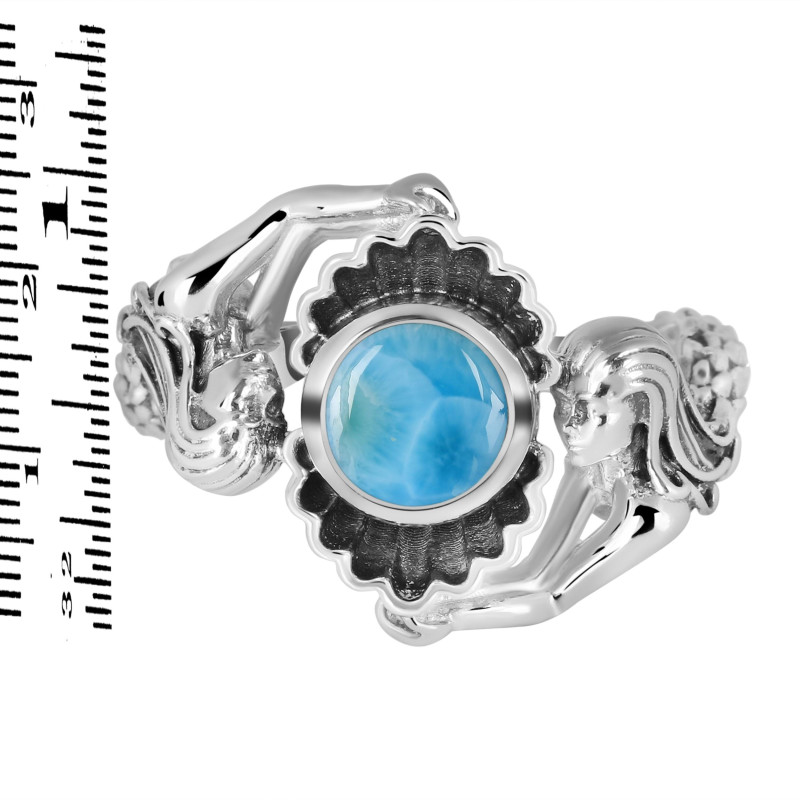 Larimar Mermaid & Oyster Ring LAR-RUR-14.