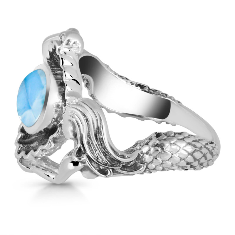 Larimar Mermaid & Oyster Ring