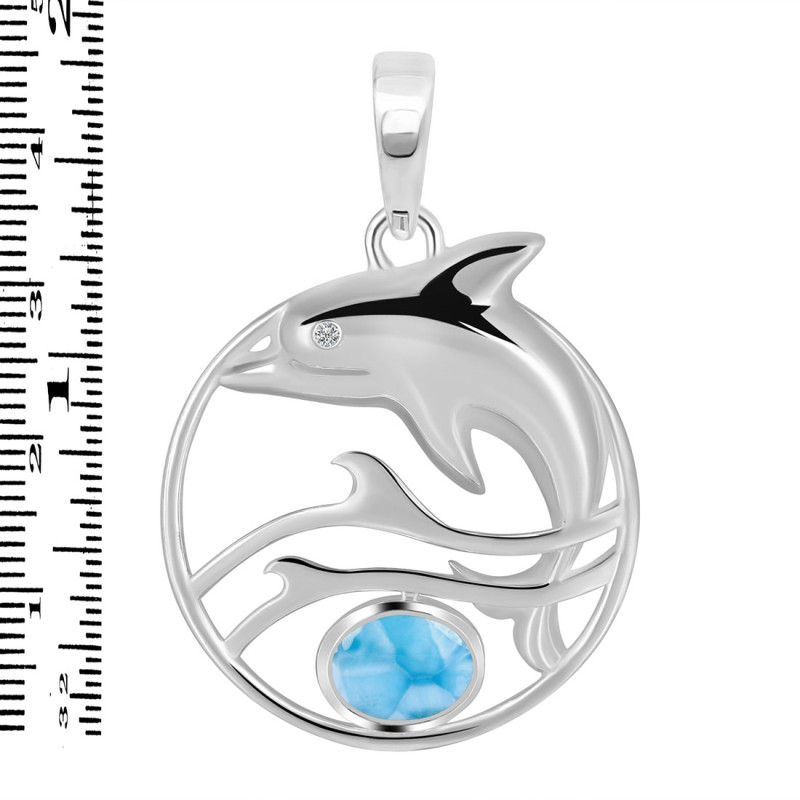 Larimar Waves & Dolphin Pendant LAR-RUP-27.