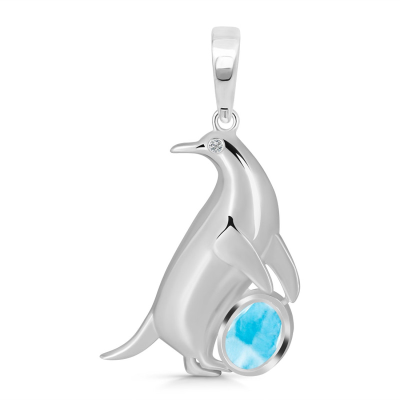 Larimar & White Topaz Penguin Pendant LAR-RUP-44.