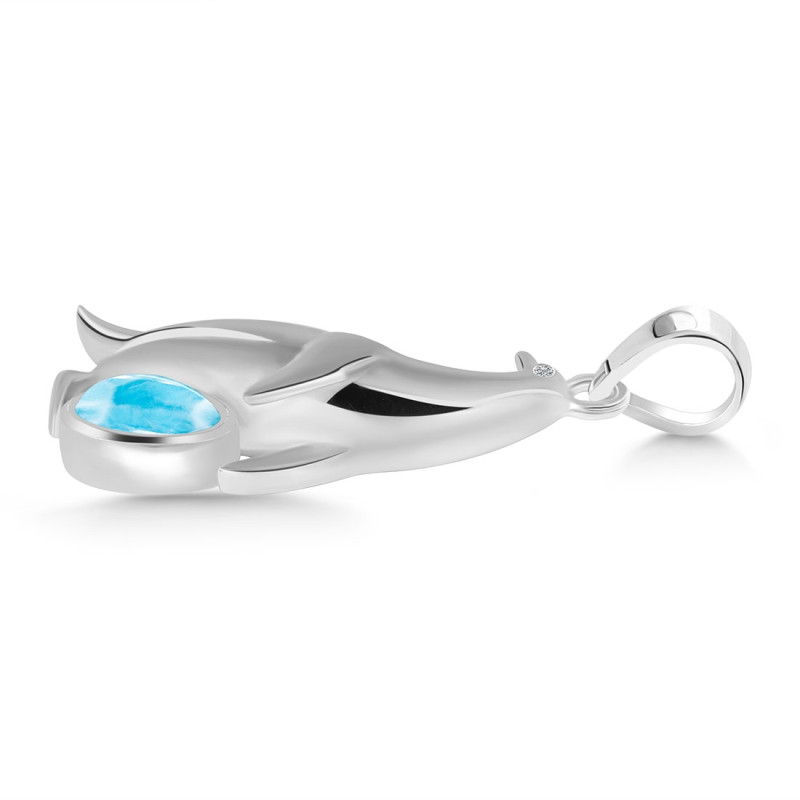 Larimar & White Topaz Penguin Pendant