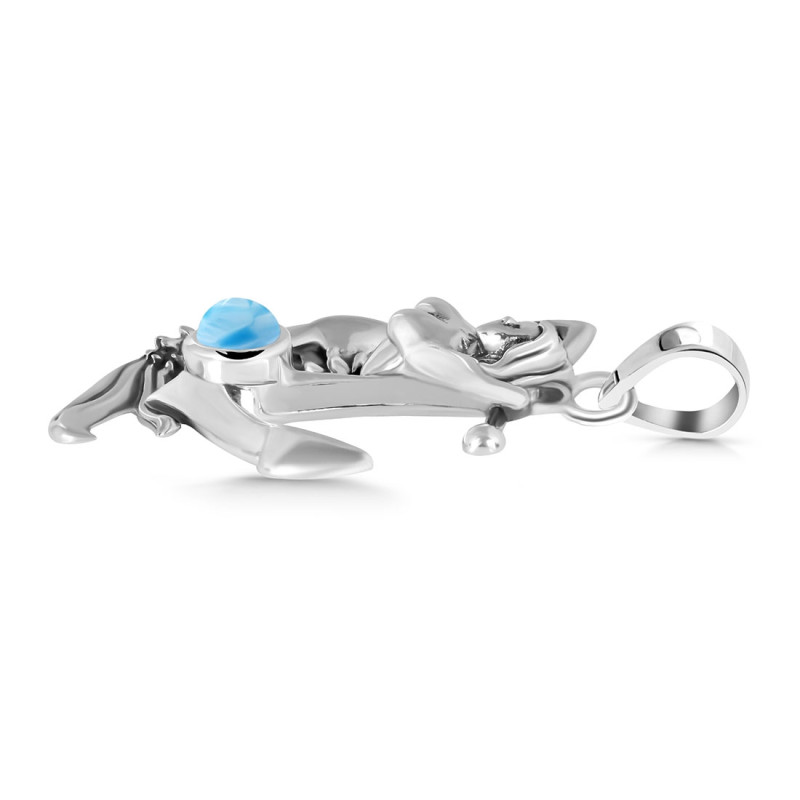 Larimar Mermaid & Anchor Pendant