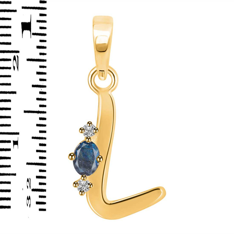 Labradorite & White Topaz Alphabet L Pendant LBD-RDA-12.