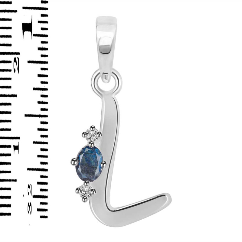Labradorite & White Topaz Alphabet L Pendant LBD-RDA-12.