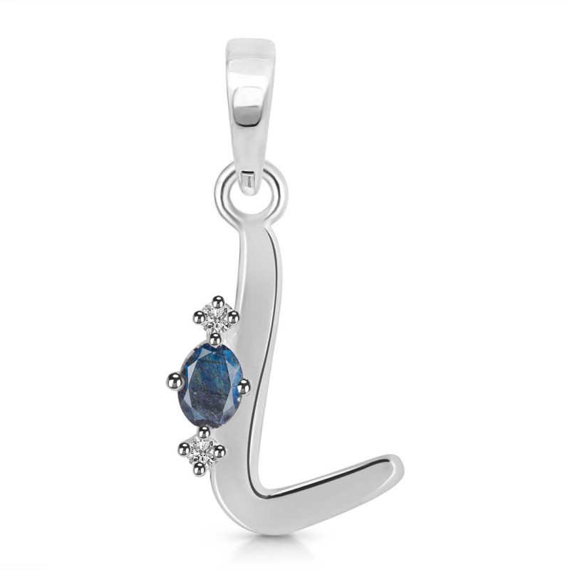 Labradorite & White Topaz Alphabet L Pendant LBD-RDA-12.