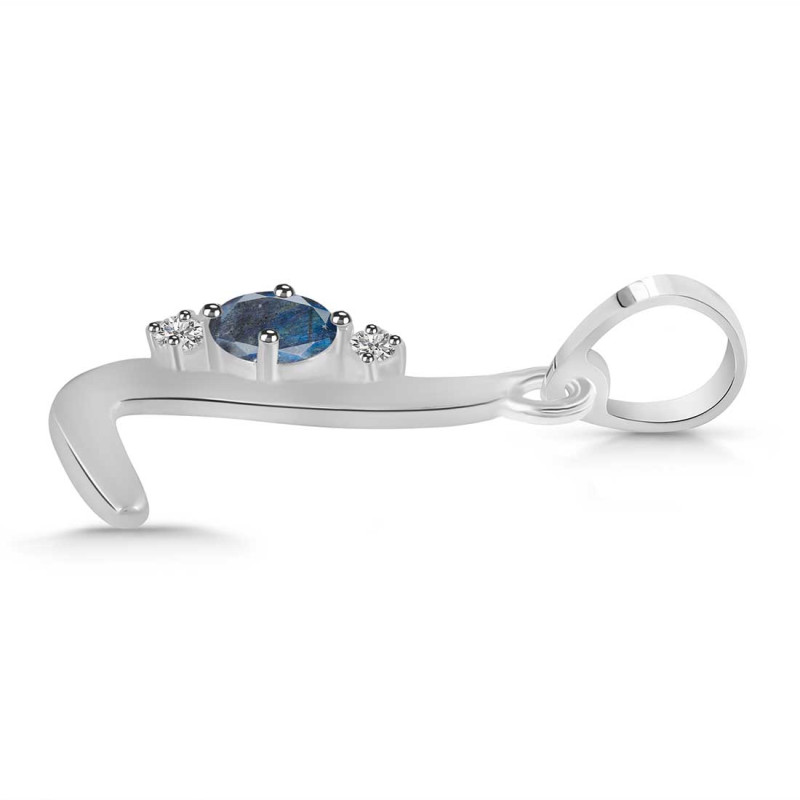 Labradorite & White Topaz Alphabet L Pendant