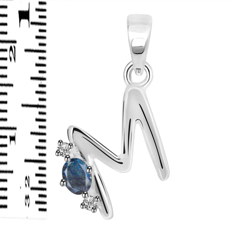 Labradorite & White Topaz Alphabet M Pendant LBD-RDA-13.