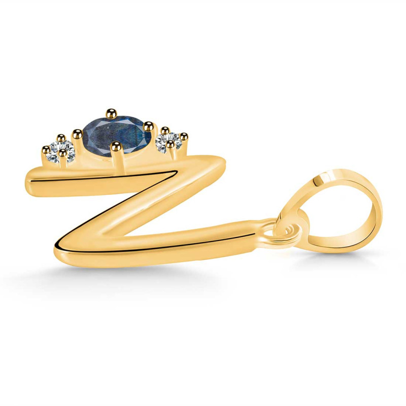 Labradorite & White Topaz Alphabet N Pendant LBD-RDA-14.