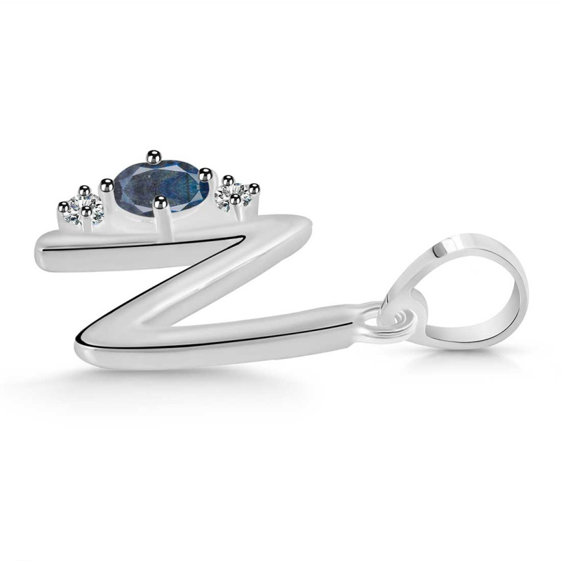 Labradorite & White Topaz Alphabet N Pendant