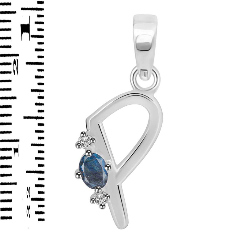 Labradorite & White Topaz Alphabet P Pendant LBD-RDA-16.