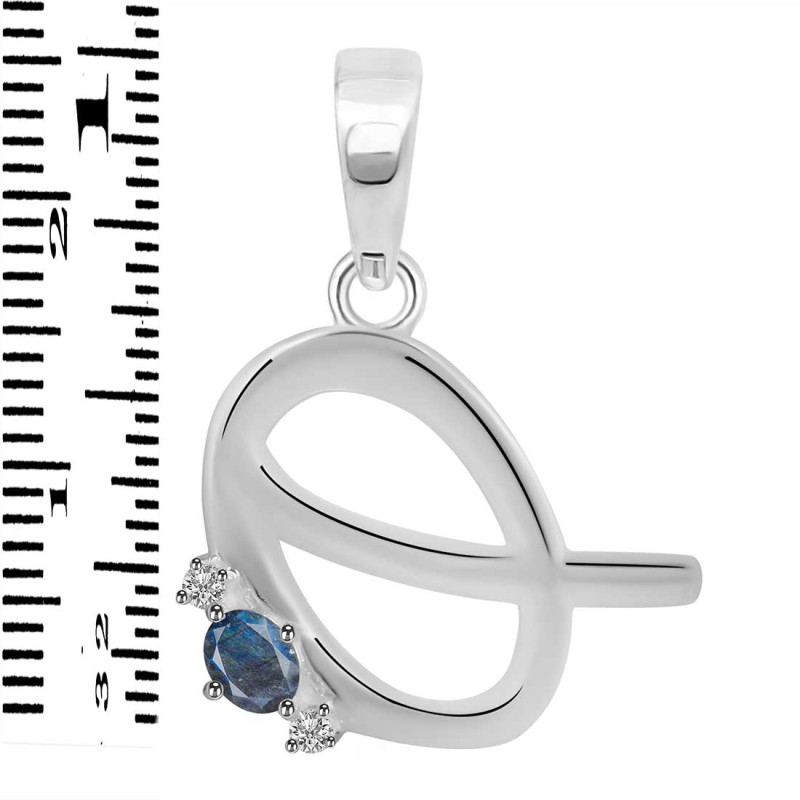 Labradorite & White Topaz Alphabet Q Pendant LBD-RDA-17.