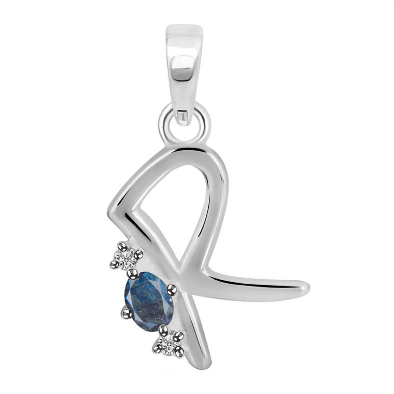 Labradorite & White Topaz Alphabet R Pendant LBD-RDA-18.