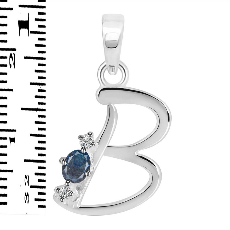 Labradorite & White Topaz Alphabet B Pendant LBD-RDA-2.