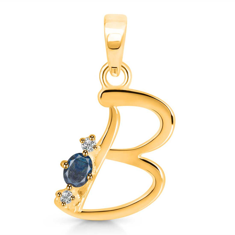 Labradorite & White Topaz Alphabet B Pendant LBD-RDA-2.
