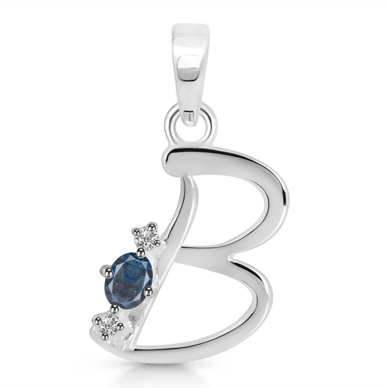 Labradorite & White Topaz Alphabet B Pendant LBD-RDA-2.