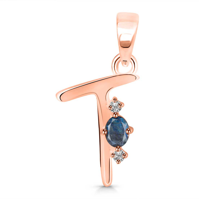 Labradorite & White Topaz Alphabet T Pendant LBD-RDA-20.
