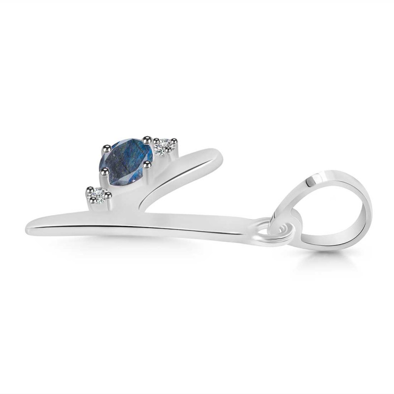 Labradorite & White Topaz Alphabet Y Pendant