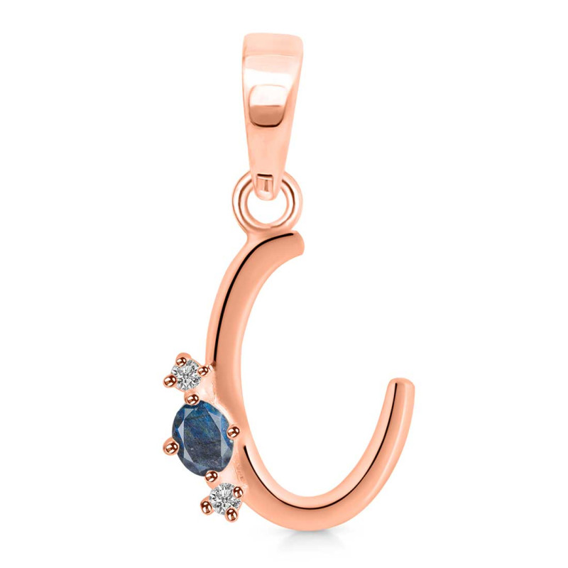 Labradorite & White Topaz Alphabet C Pendant LBD-RDA-3.