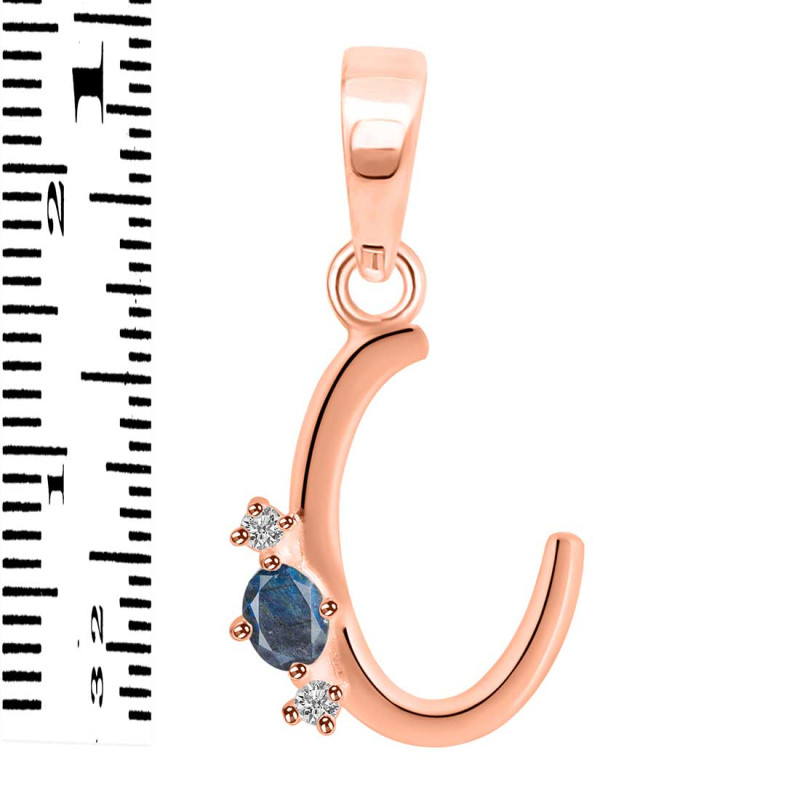Labradorite & White Topaz Alphabet C Pendant LBD-RDA-3.