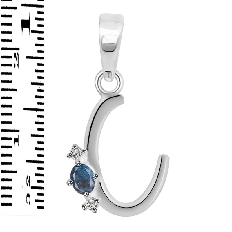 Labradorite & White Topaz Alphabet C Pendant LBD-RDA-3.