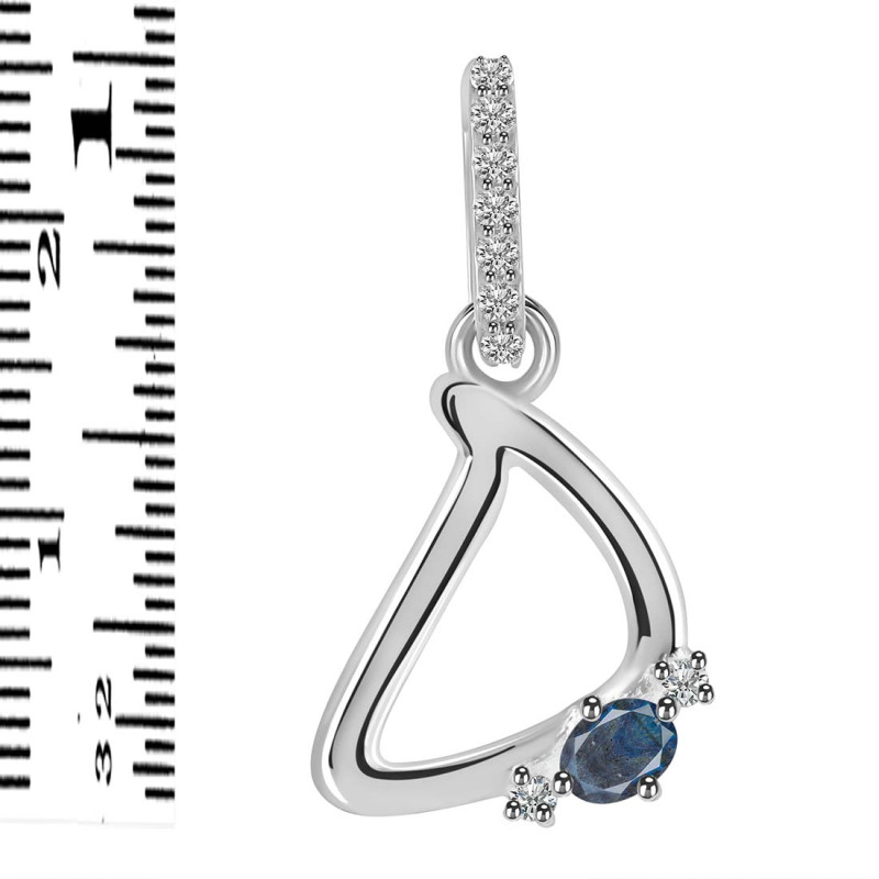 Labradorite & White Topaz Alphabet D Pendant LBD-RDA-30.