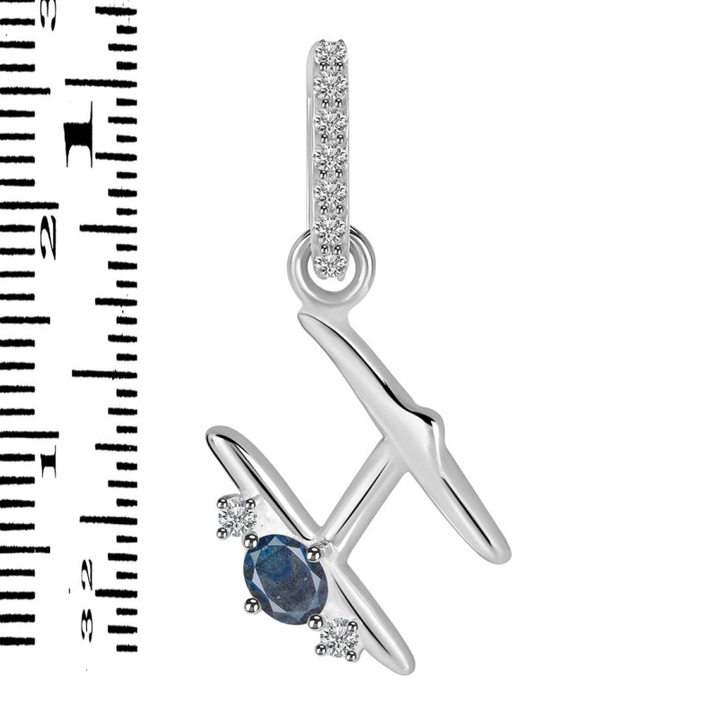 Labradorite & White Topaz Alphabet H Pendant LBD-RDA-34.