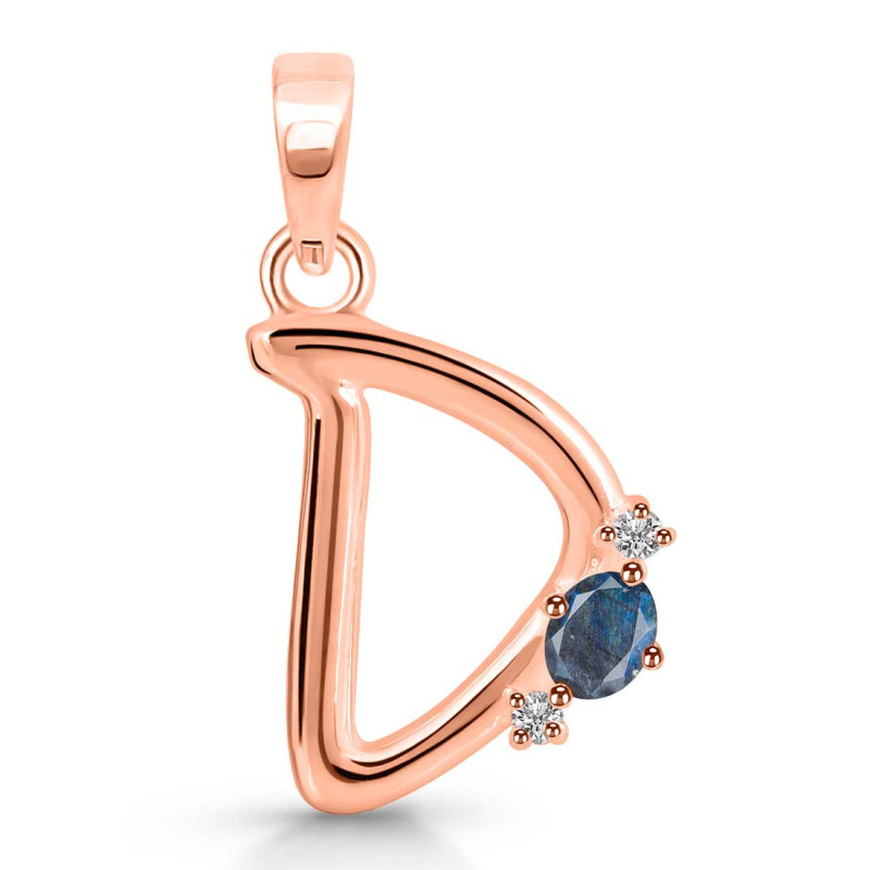 Labradorite & White Topaz Alphabet D Pendant LBD-RDA-4.