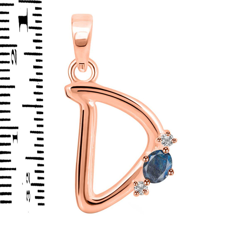 Labradorite & White Topaz Alphabet D Pendant LBD-RDA-4.