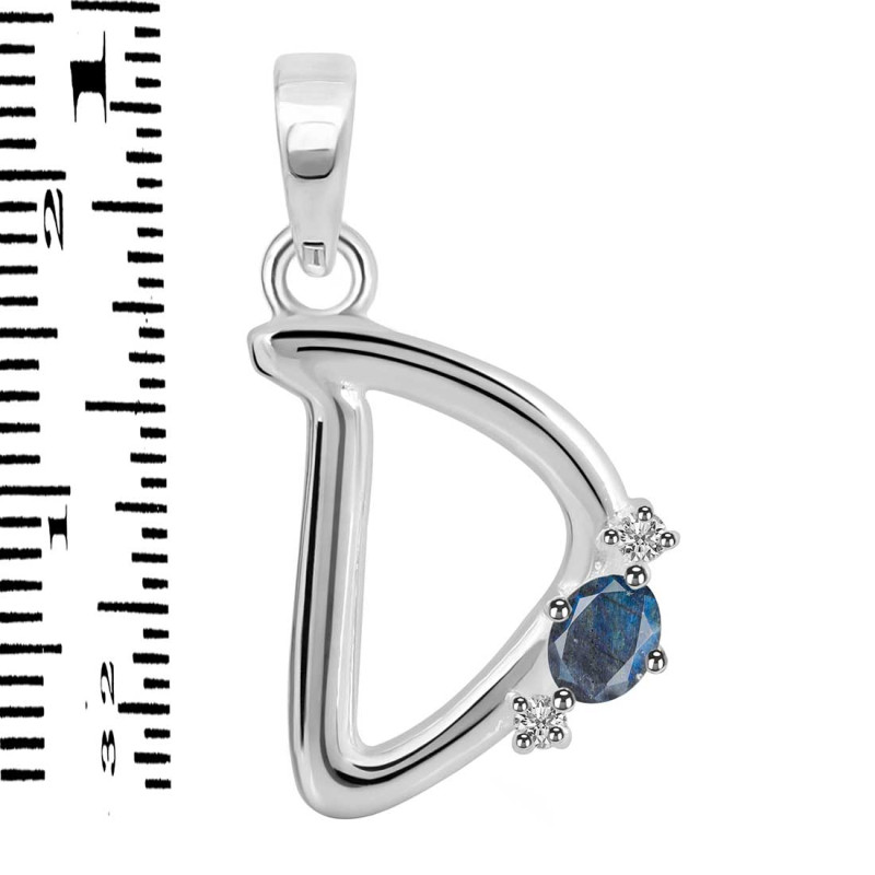 Labradorite & White Topaz Alphabet D Pendant LBD-RDA-4.