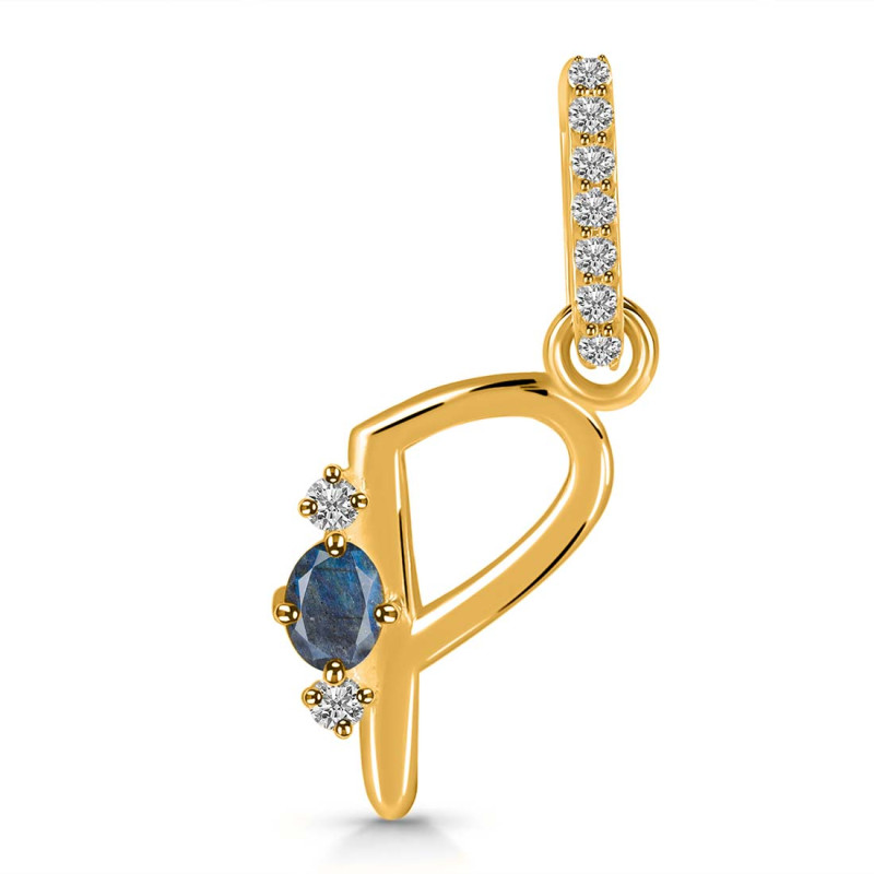 Labradorite & White Topaz Alphabet P Pendant LBD-RDA-42.