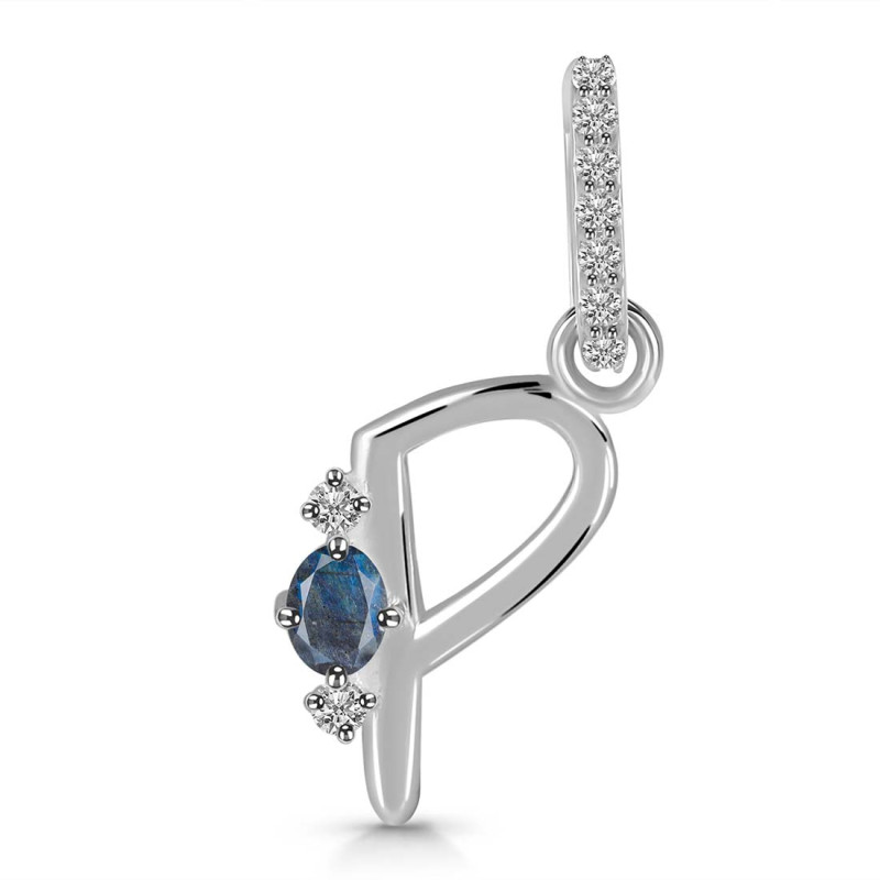 Labradorite & White Topaz Alphabet P Pendant LBD-RDA-42.