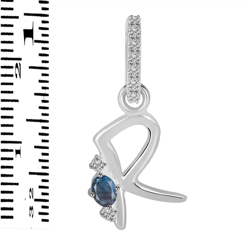 Labradorite & White Topaz Alphabet R Pendant LBD-RDA-44.