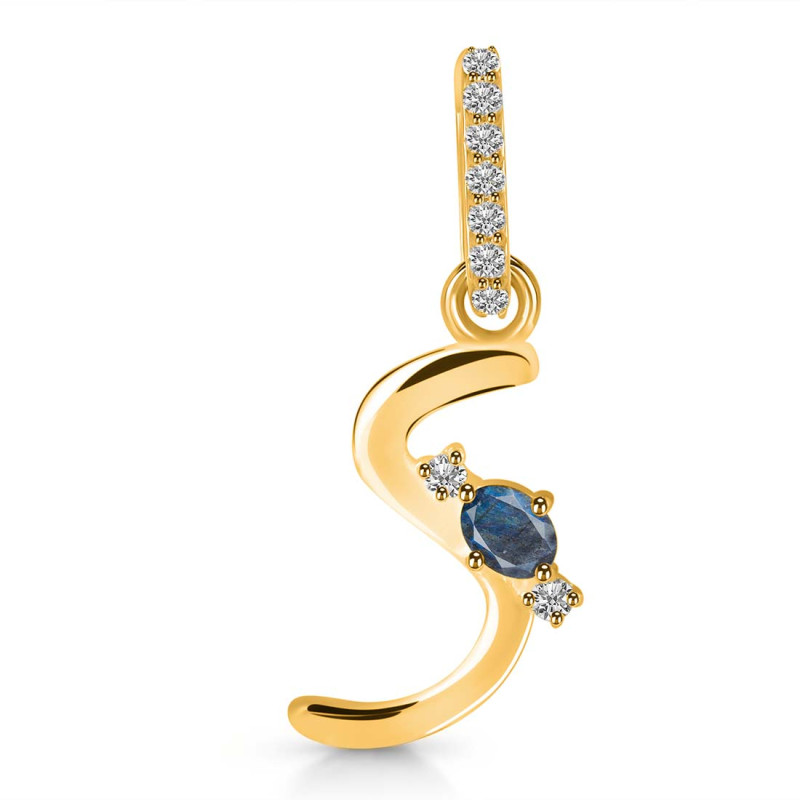 Labradorite & White Topaz Alphabet S Pendant LBD-RDA-45.