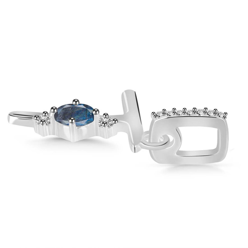 Labradorite & White Topaz Alphabet T Pendant