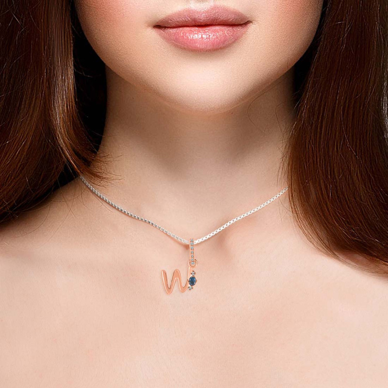 Labradorite & White Topaz Alphabet W Pendant LBD-RDA-49.