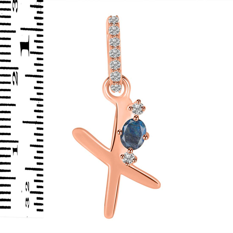 Labradorite & White Topaz Alphabet X Pendant LBD-RDA-50.