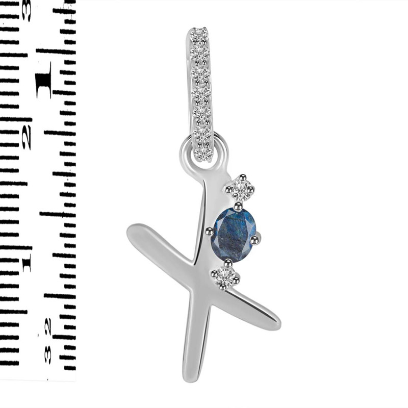 Labradorite & White Topaz Alphabet X Pendant LBD-RDA-50.
