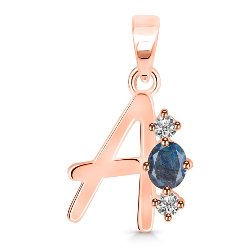 Labradorite & White Topaz Alphabet A Pendant LBD-RDA-53.