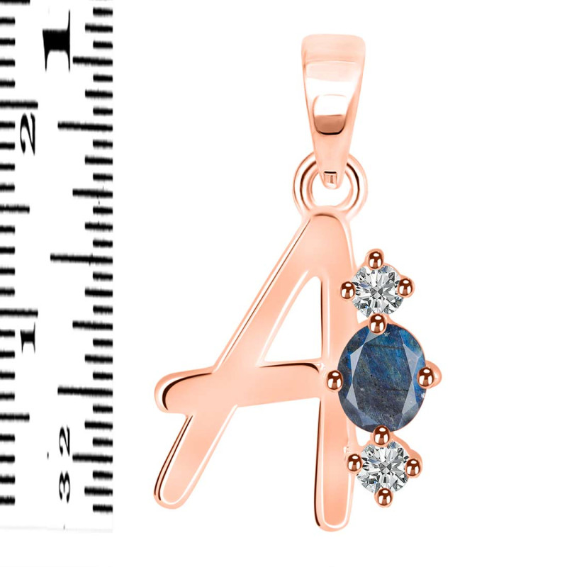 Labradorite & White Topaz Alphabet A Pendant LBD-RDA-53.