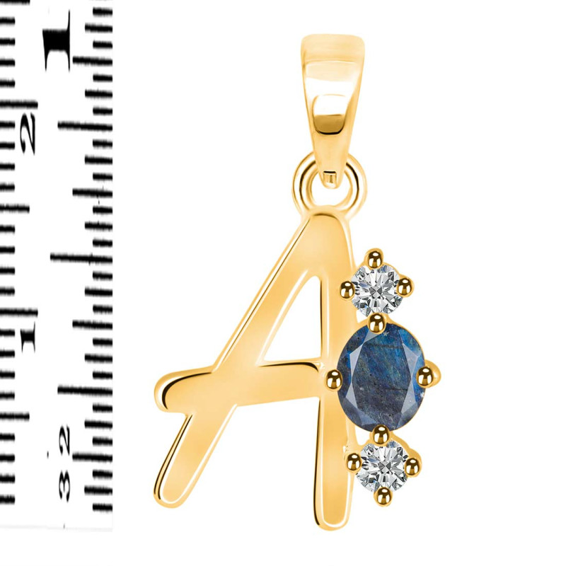 Labradorite & White Topaz Alphabet A Pendant LBD-RDA-53.