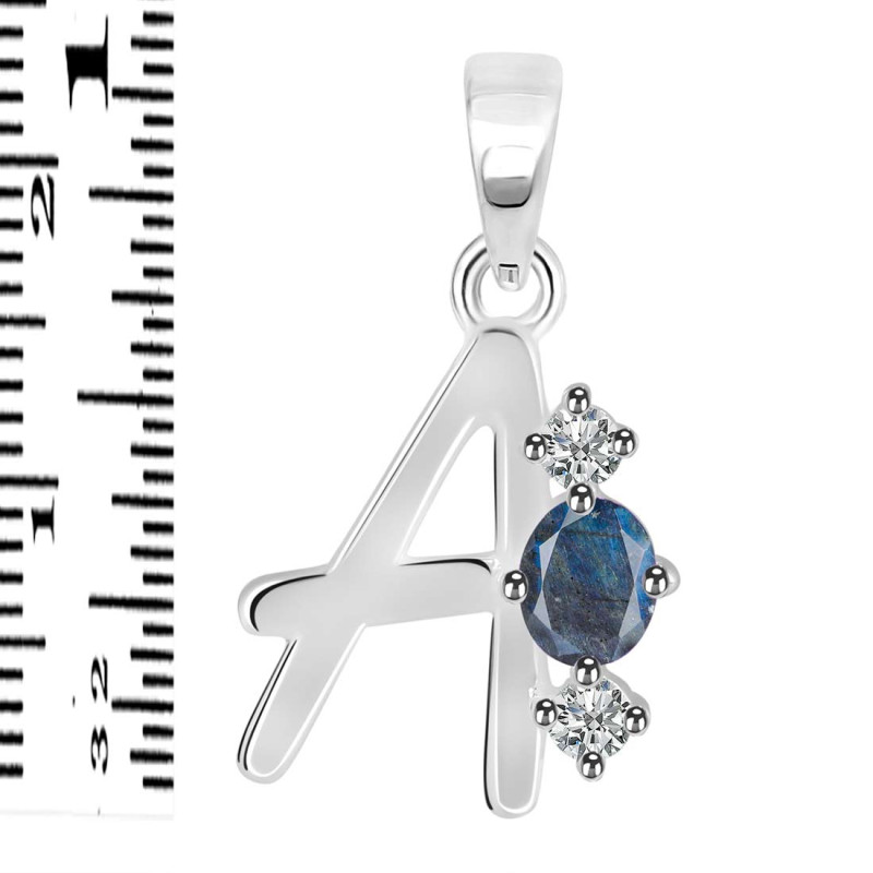 Labradorite & White Topaz Alphabet A Pendant LBD-RDA-53.