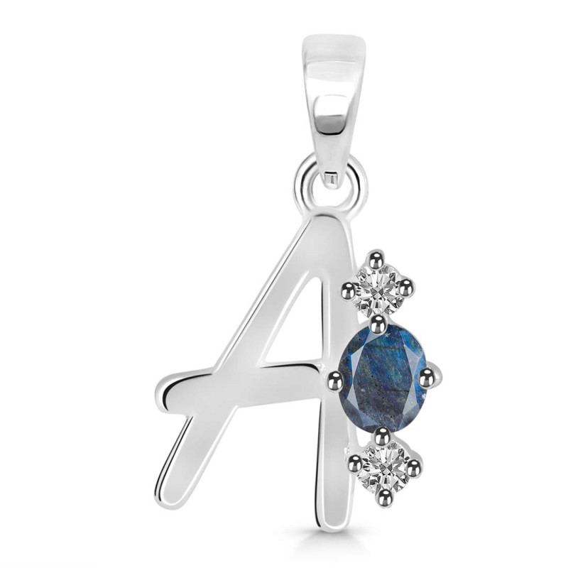 Labradorite & White Topaz Alphabet A Pendant LBD-RDA-53.