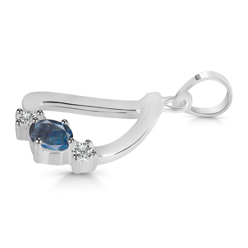 Labradorite & White Topaz Alphabet D Pendant