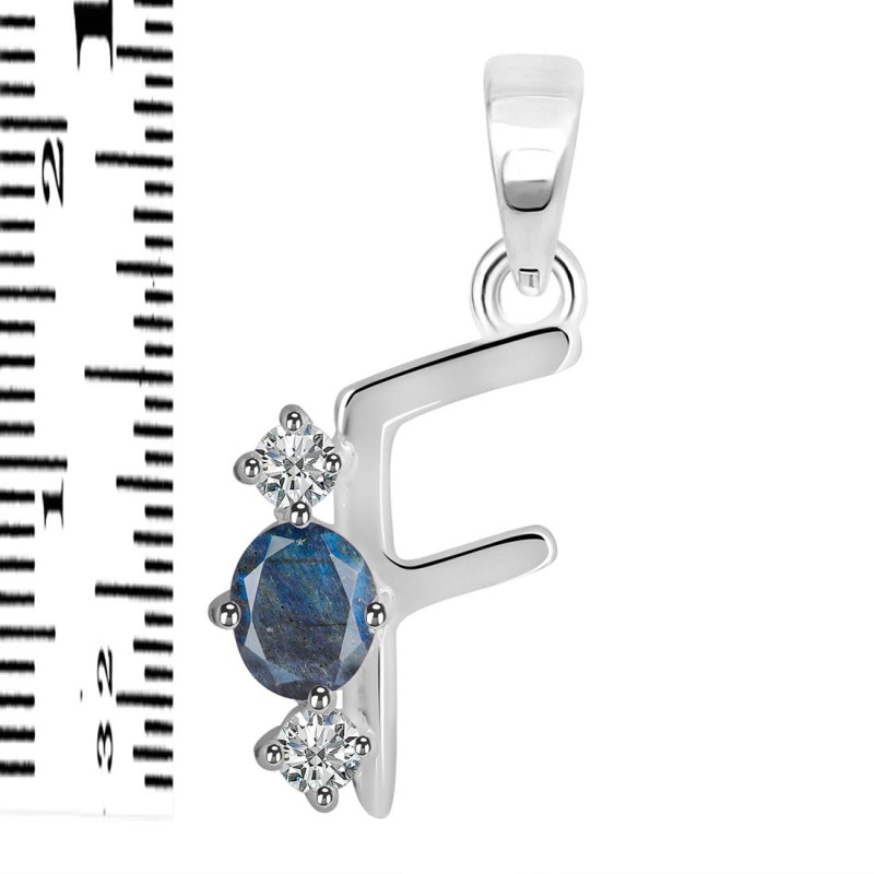 Labradorite & White Topaz Alphabet F Pendant LBD-RDA-58.