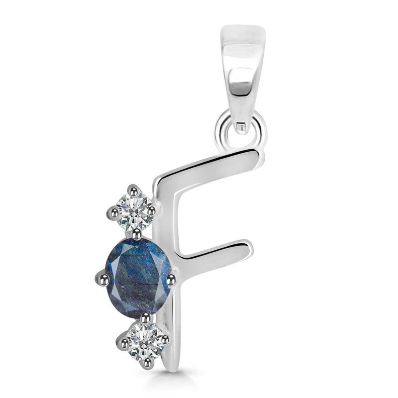 Labradorite & White Topaz Alphabet F Pendant LBD-RDA-58.