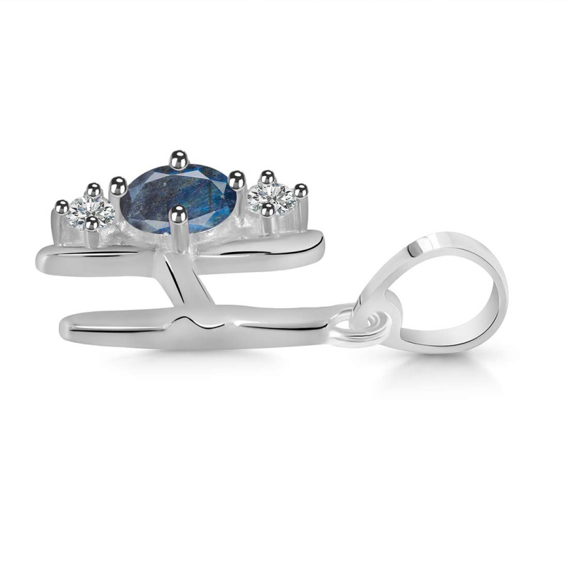 Labradorite & White Topaz Alphabet H Pendant